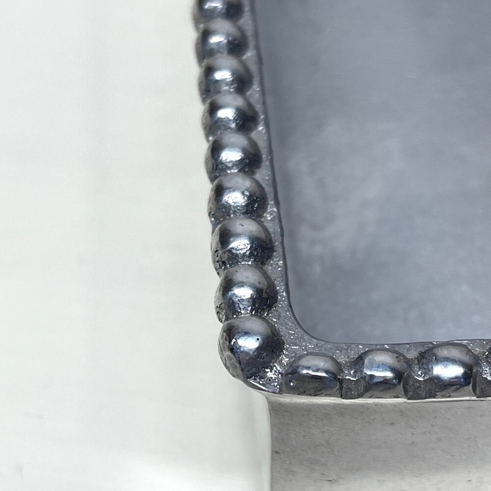 Mariposa Square Cocktail Napkin Tray With String Of Pearls Rim - Picture 3 of 5